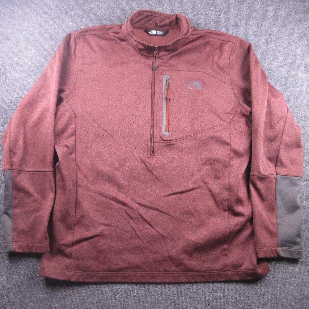 The North Face Sweatshirt Mens XL Red 1/4 Zip Fleece Pullover Chest Pocket Logo